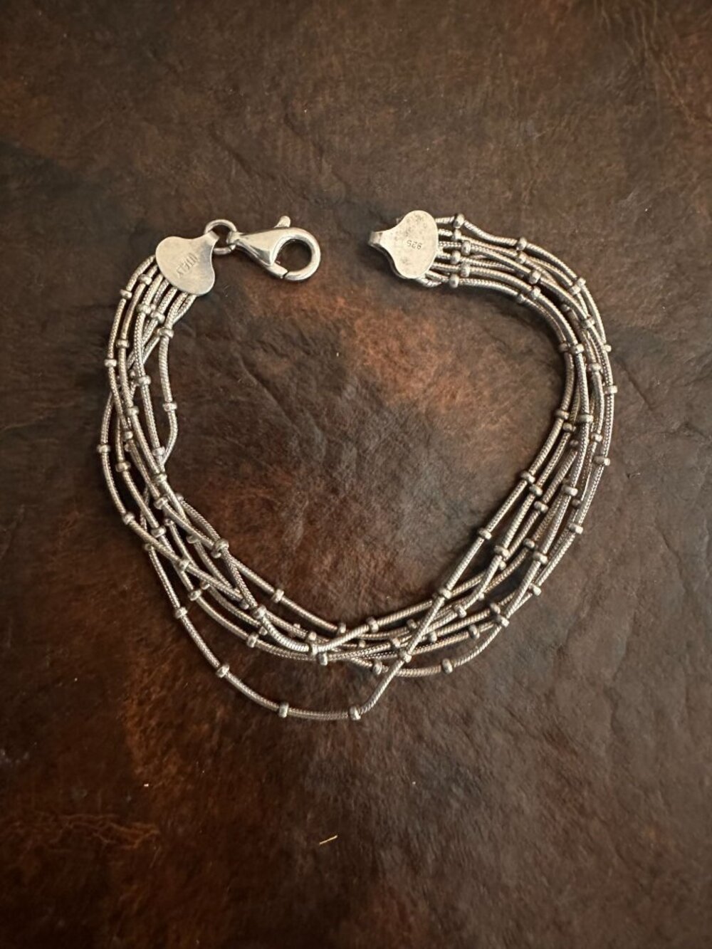 Vintage sterling 925 Italy multi strand bracelet with little ball design lobster